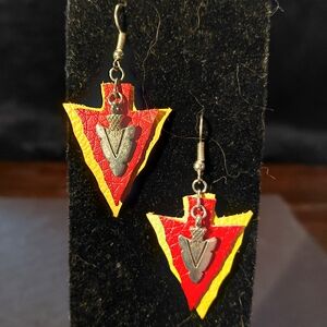 Arrowhead Red and Yellow Earrings